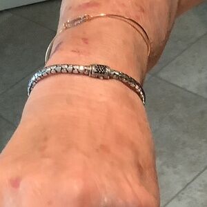 John Hardy Serpent SS Bracelet with Black Rhinestones 7 inch